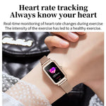Montre connectée LOANIY HT2 1,28 pouces avec détection de la fréquence cardiaque et podomètre, Acier doré