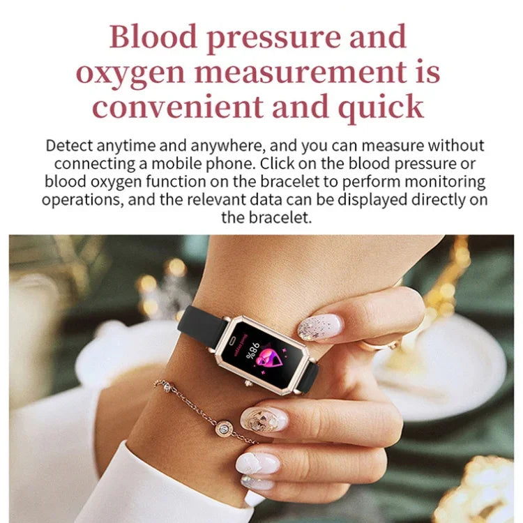 Montre connectée LOANIY HT2 1,28 pouces avec détection de la fréquence cardiaque et podomètre, Acier doré