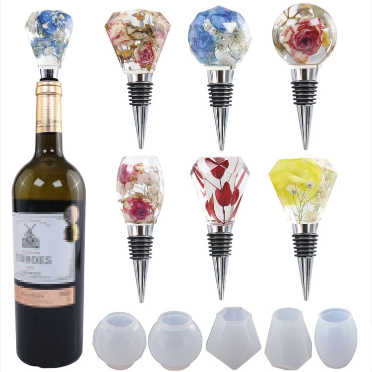 Moule en silicone pour bouchon de vin rouge en résine époxy DIY, style :, 5 moules + 5 bouchons de vin rouge