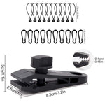 Ensemble de fixation rapide pour corde de tente coupe-vent de camping en plein air, 10 clips + 10 cordes, 10 clips + 10 cordes noires, 10 clips + 10 cordes noires + 10 boucles argentées, 10 clips + 10 cordes élastiques + 10 boucles noires