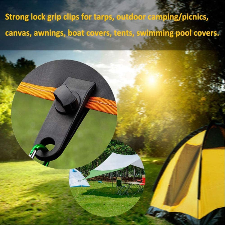 Ensemble de fixation rapide pour corde de tente coupe-vent de camping en plein air, 10 clips + 10 cordes, 10 clips + 10 cordes noires, 10 clips + 10 cordes noires + 10 boucles argentées, 10 clips + 10 cordes élastiques + 10 boucles noires