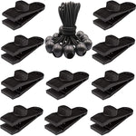 Ensemble de fixation rapide pour corde de tente coupe-vent de camping en plein air, 10 clips + 10 cordes, 10 clips + 10 cordes noires, 10 clips + 10 cordes noires + 10 boucles argentées, 10 clips + 10 cordes élastiques + 10 boucles noires