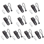 Ensemble de fixation rapide pour corde de tente coupe-vent de camping en plein air, 10 clips + 10 cordes, 10 clips + 10 cordes noires, 10 clips + 10 cordes noires + 10 boucles argentées, 10 clips + 10 cordes élastiques + 10 boucles noires