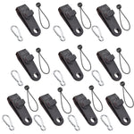 Ensemble de fixation rapide pour corde de tente coupe-vent de camping en plein air, 10 clips + 10 cordes, 10 clips + 10 cordes noires, 10 clips + 10 cordes noires + 10 boucles argentées, 10 clips + 10 cordes élastiques + 10 boucles noires