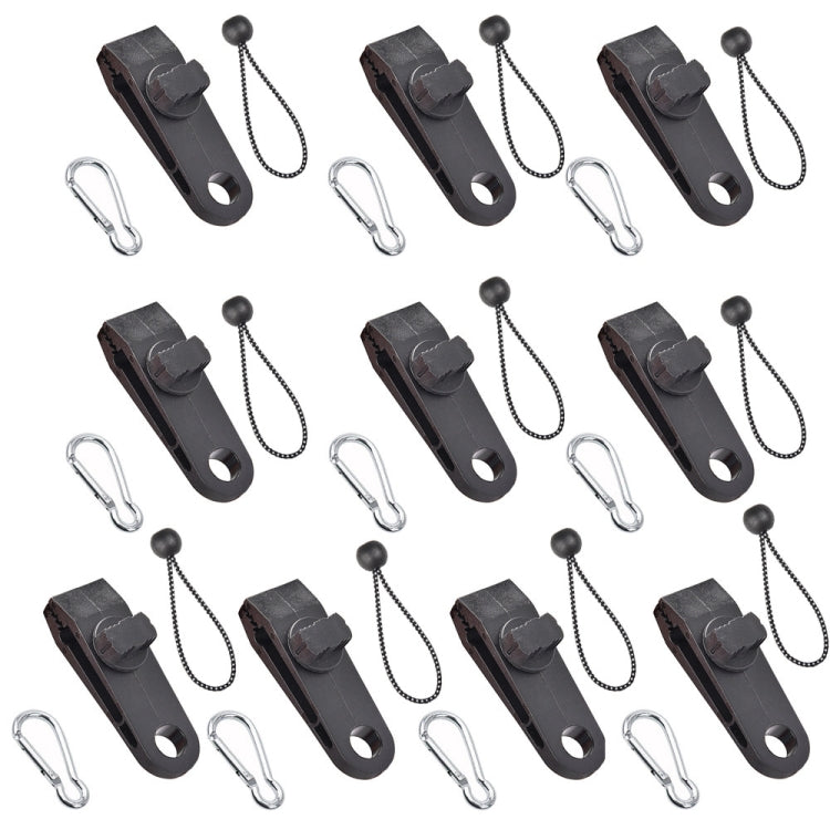 Ensemble de fixation rapide pour corde de tente coupe-vent de camping en plein air, 10 clips + 10 cordes, 10 clips + 10 cordes noires, 10 clips + 10 cordes noires + 10 boucles argentées, 10 clips + 10 cordes élastiques + 10 boucles noires