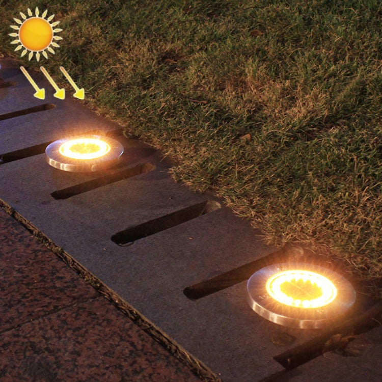 2 lampes solaires enterrées étanches d'extérieur de 20 LED, lumière blanche, lumière jaune