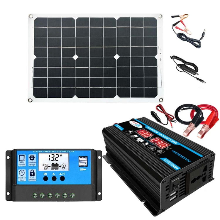 Onduleur système solaire 30A contrôleur + panneau solaire 18W 12V, spécifications :, noir 12V vers 110V, noir 12V vers 220V, jaune 12V vers 110V, jaune 12V vers 220V