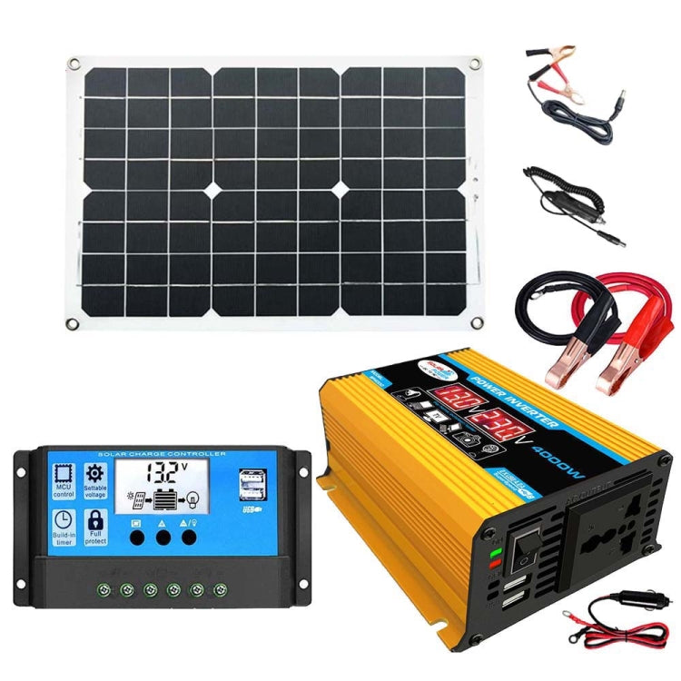 Onduleur système solaire 30A contrôleur + panneau solaire 18W 12V, spécifications :, noir 12V vers 110V, noir 12V vers 220V, jaune 12V vers 110V, jaune 12V vers 220V