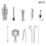 Shaker en verre 17 en 1 de 400 ml avec ensemble de shakers gradués, K17-3