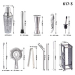 Shaker en verre 17 en 1 de 400 ml avec ensemble de shakers gradués, K17-3