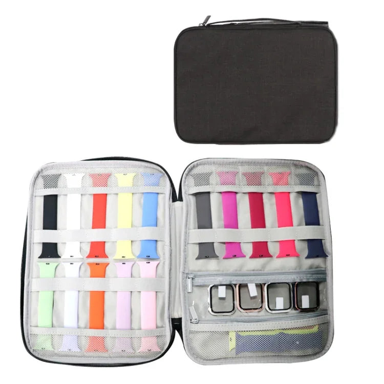 Sac de rangement pour bracelet de montre avec poignée pour Apple Watch, une seule couche (noir), une seule couche (gris), double couche (noir), double couche (gris), double couche (léopard jaune), double couche (léopard rose)