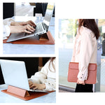 Sacoche doublure en cuir PU avec fonction support, 13,3 pouces, 14,1-15,4 pouces