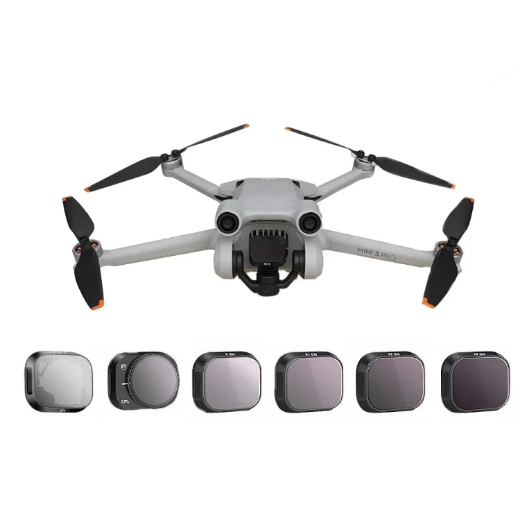 RCSTQ Accessoires de filtre réglables en alliage d'aluminium pour DJI Mini 3 Pro, Style : UV+CPL+ND8+ND16+ND32+ND64 6 en 1, CPL, ND8, ND16, ND32, ND64, kit 4 en 1, kit 6 en 1