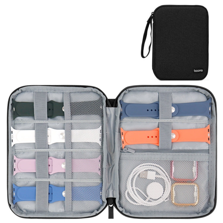 Boona Bracelet de Montre Intelligente Câble de Données Sac de Rangement Portable Pour Apple Watch, Grand (Noir)