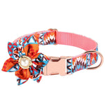 Collier pour chien réglable à fleurs avec boucle en métal personnalisable, Tailles : XS 1,5x30cm, S 1,5x40cm, M 2,0x50cm, L 2,5x60cm