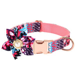 Collier pour chien réglable à fleurs avec boucle en métal personnalisable, Tailles : XS 1,5x30cm, S 1,5x40cm, M 2,0x50cm, L 2,5x60cm