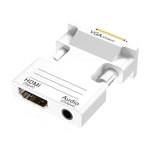 Adaptateur HDMI femelle vers VGA mâle avec audio pour moniteur d'ordinateur, TV, projecteur, blanc, or, noir