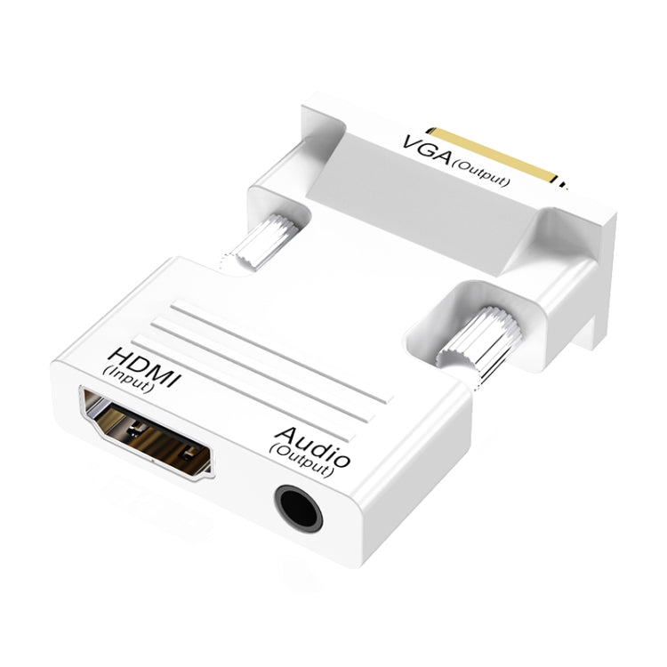 Adaptateur HDMI femelle vers VGA mâle avec audio pour moniteur d'ordinateur, TV, projecteur, blanc, or, noir