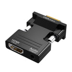 Adaptateur HDMI femelle vers VGA mâle avec audio pour moniteur d'ordinateur, TV, projecteur, blanc, or, noir