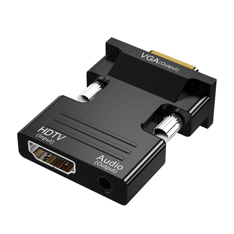HDMI Female To VGA Male With Audio Adapter Computer Monitor TV Projector Converter, White, Gold, Black