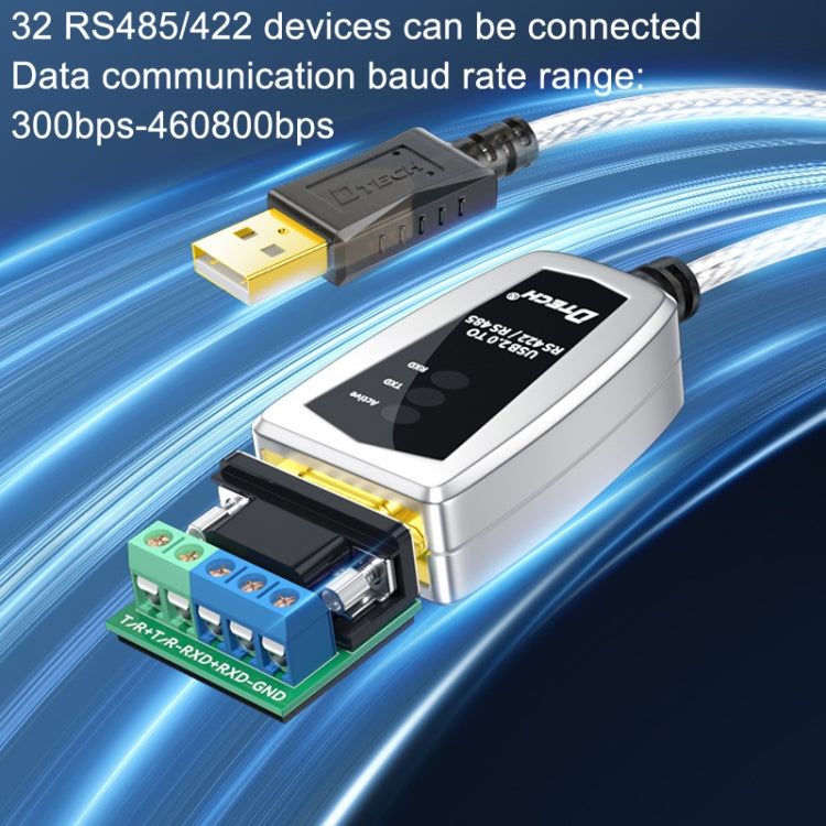 Convertisseur industriel USB vers RS485/422 DTECH DT-5119 0,5 m Adaptateur de communication série, DT-5119 0,5 m