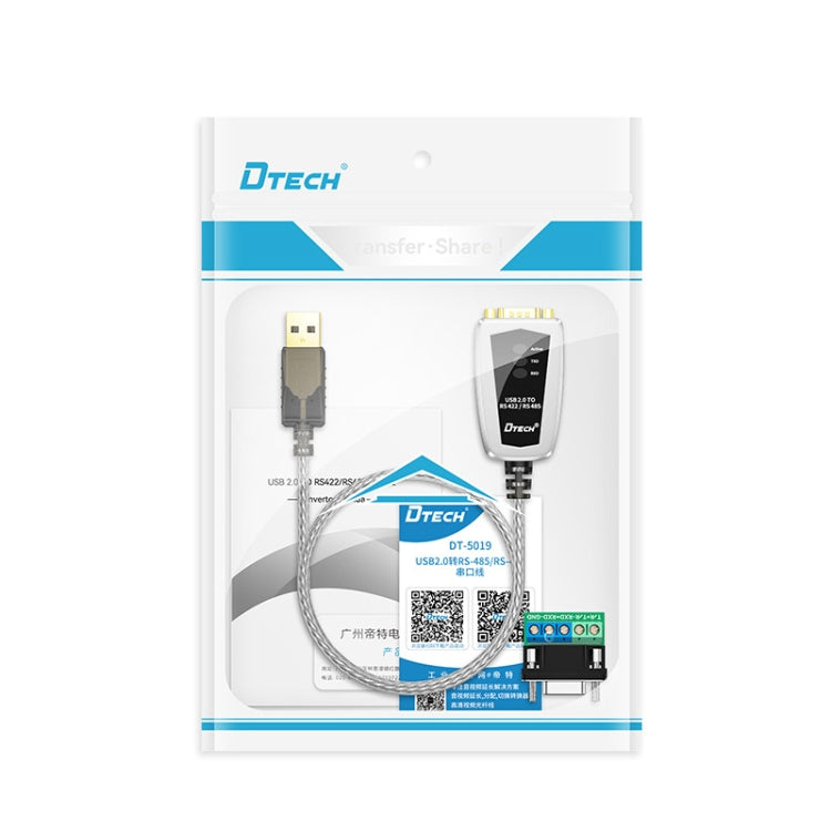 Convertisseur industriel USB vers RS485/422 DTECH DT-5019, câble 1,2 m