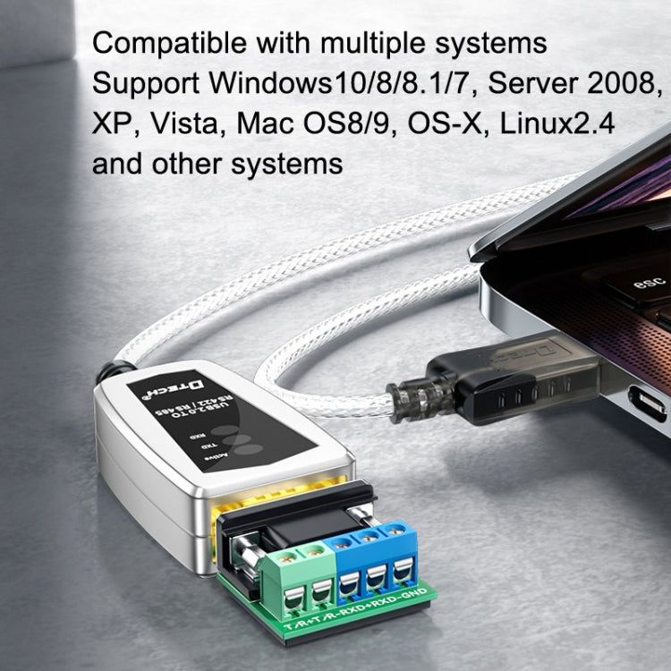 Convertisseur industriel USB vers RS485/422 DTECH DT-5019, câble 1,2 m