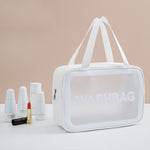2 PCS Frosted Translucent Waterproof Storage Bag Cosmetic Bag Swimming Bag Wash Bag, Black M, Black M 2 Handles, Black L, Pink S, Pink M, Pink M 2 Handles, Pink L, White S, White M, White M 2 Handles, White L, Blue S, Blue M, Blue M 2 Handles, Blue L
