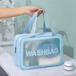 2 PCS Frosted Translucent Waterproof Storage Bag Cosmetic Bag Swimming Bag Wash Bag, Black M, Black M 2 Handles, Black L, Pink S, Pink M, Pink M 2 Handles, Pink L, White S, White M, White M 2 Handles, White L, Blue S, Blue M, Blue M 2 Handles, Blue L