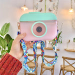 Gobelet en plastique en forme d'appareil photo pour enfants avec paille, pour jus de fruits, voyages et loisirs, rose, bleu, violet, jaune