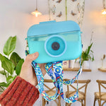 Gobelet en plastique en forme d'appareil photo pour enfants avec paille, pour jus de fruits, voyages et loisirs, rose, bleu, violet, jaune