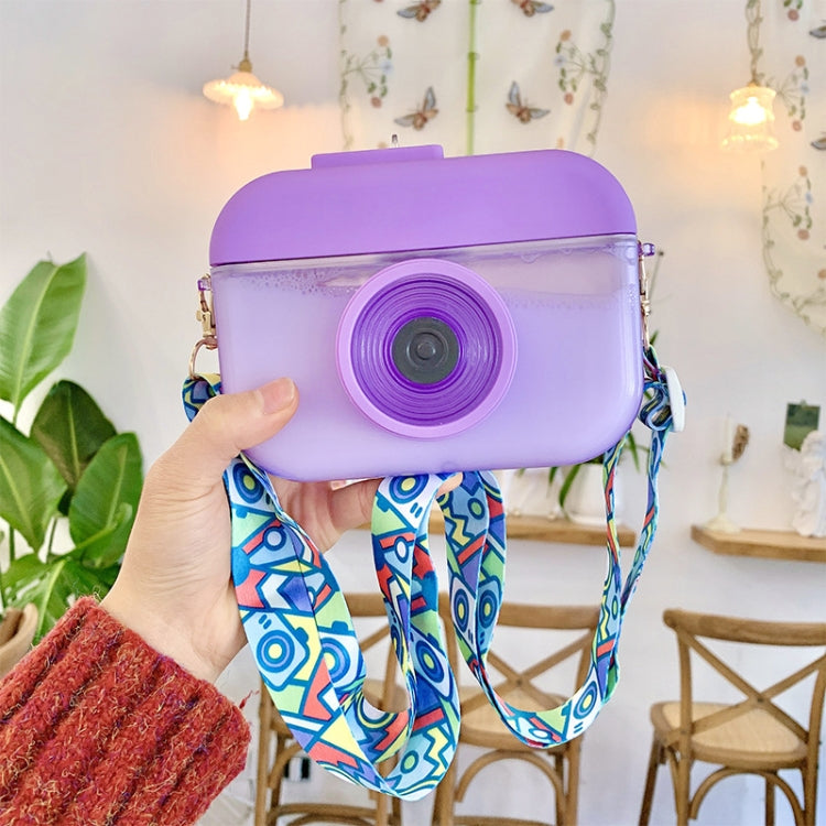 Gobelet en plastique en forme d'appareil photo pour enfants avec paille, pour jus de fruits, voyages et loisirs, rose, bleu, violet, jaune