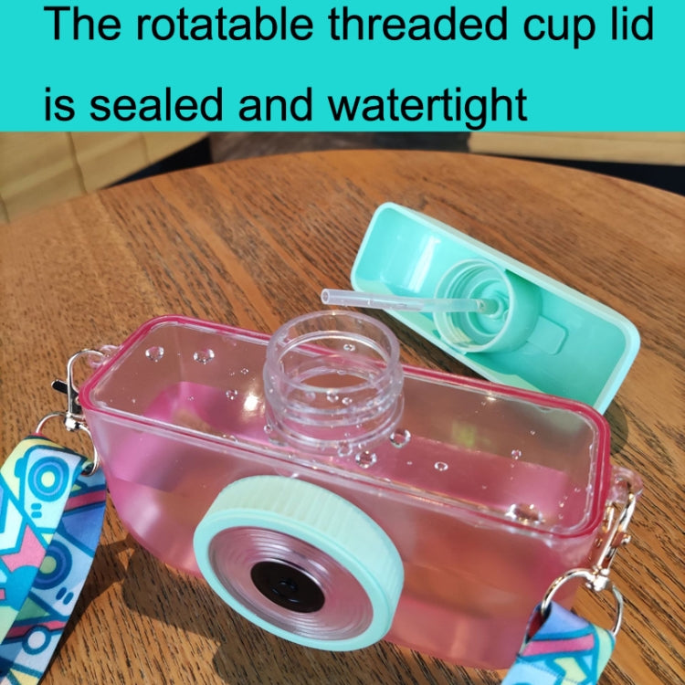 Gobelet en plastique en forme d'appareil photo pour enfants avec paille, pour jus de fruits, voyages et loisirs, rose, bleu, violet, jaune