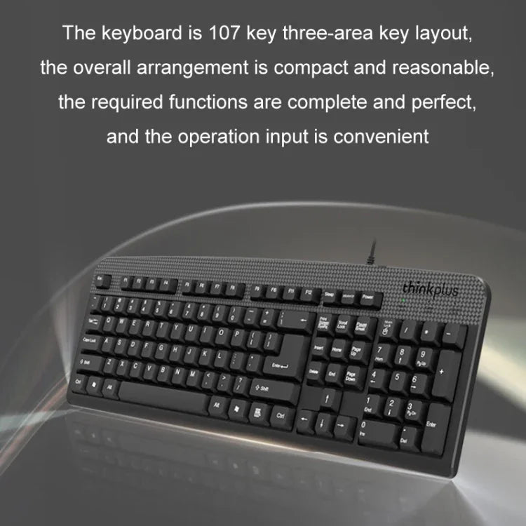 Ensemble clavier et souris filaire USB Lenovo Thinkplus pour bureau, KM130 Pro