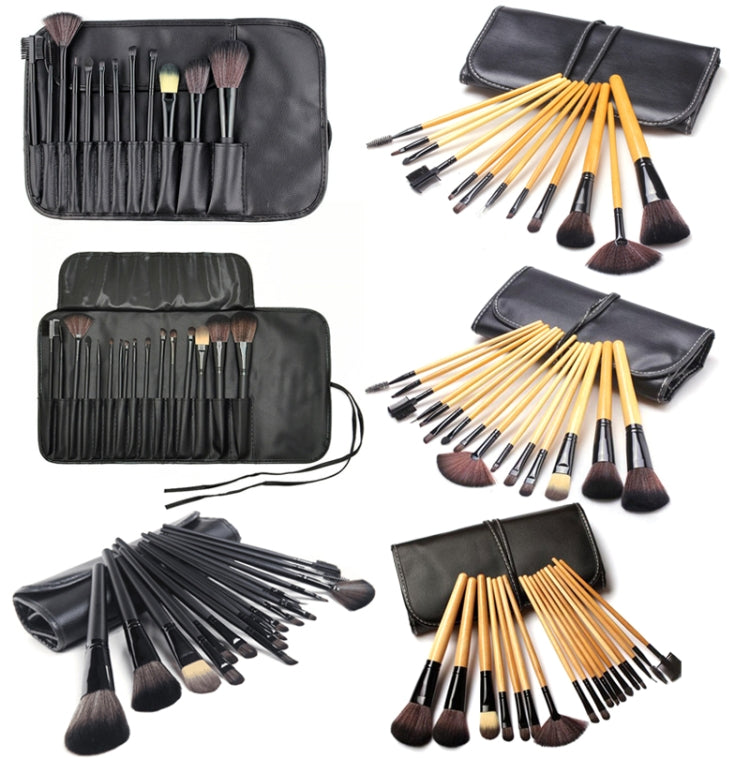 Ensemble de pinceaux de maquillage Pinceau à poudre libre Outil de maquillage, 15 PCS / Ensemble Noir, 15 PCS / Ensemble Couleur Bois, 18 PCS / Ensemble Couleur Bois