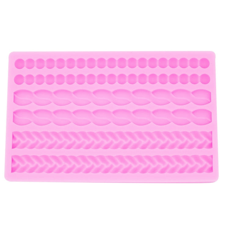 Moule en silicone pour gâteau en fondant tressé torsadé perlé, rose, gris