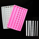 Moule en silicone pour gâteau en fondant tressé torsadé perlé, rose, gris