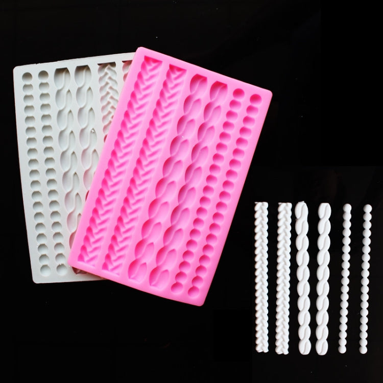 Moule en silicone pour gâteau en fondant tressé torsadé perlé, rose, gris
