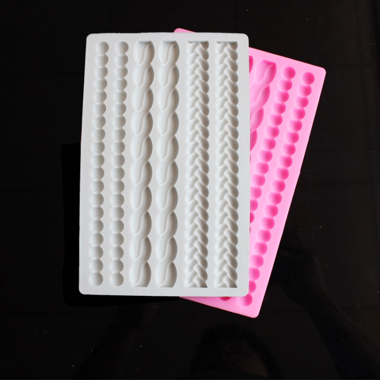Moule en silicone pour gâteau en fondant tressé torsadé perlé, rose, gris