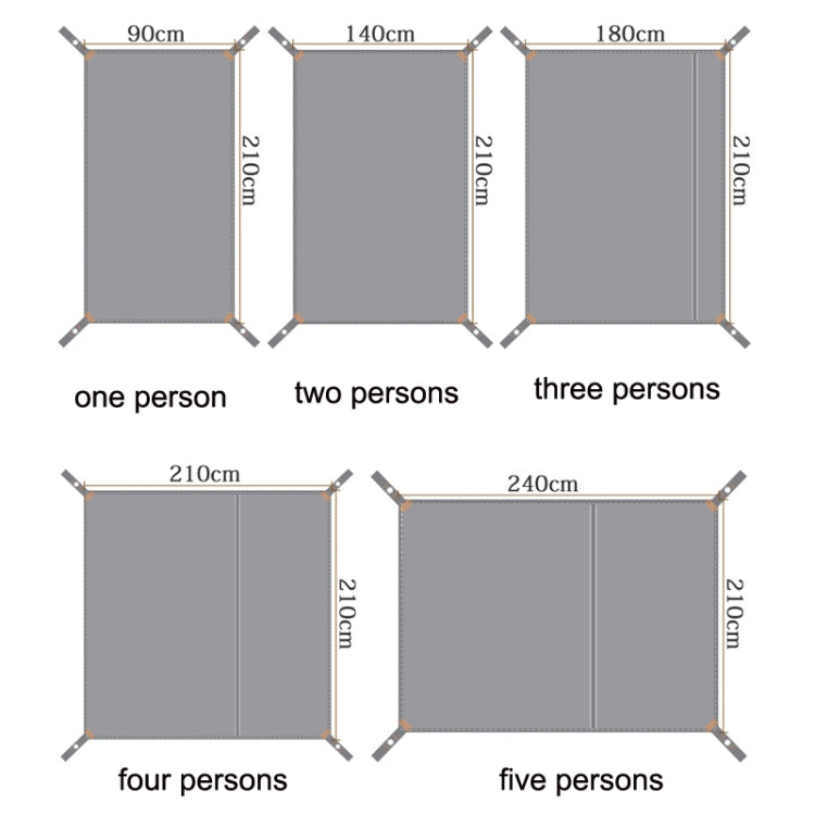 Tapis de tente extérieur en tissu Oxford épais imperméable pour pique-nique, Taille : 90x210cm, 140x210cm, 180x210cm, 210x210cm, 240x210cm