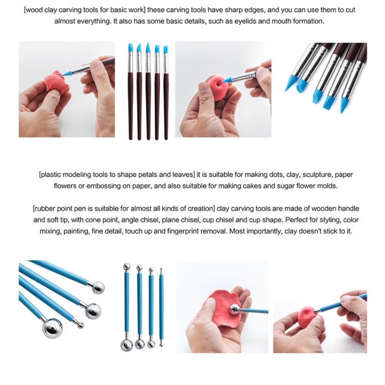 Ensemble d'outils de poterie couteau de sculpture argile pierre bricolage, 22 en 1, 24 en 1, 27 en 1, 32 en 1