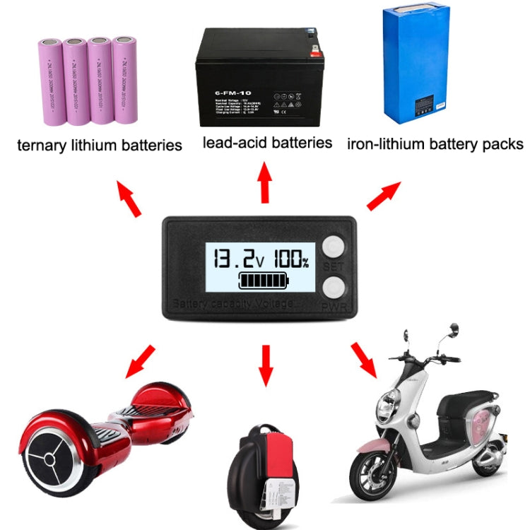 Afficheur numérique étanche LCD pour batterie au plomb lithium à deux fils, voltmètre, 8-100 V (blanc), 8-100 V (bleu), 8-72 V (blanc), 8-72 V (bleu)
