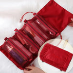 Trousse de Toilette Portable Imperméable en Maille 4-en-1 pour Femmes, Rouge, Vert, Noir, Violet, Kaki, Rose Cerise