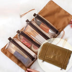 Trousse de Toilette Portable Imperméable en Maille 4-en-1 pour Femmes, Rouge, Vert, Noir, Violet, Kaki, Rose Cerise