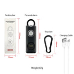 Porte-clés anti-loup rechargeable pour étudiante, blanc et noir, avec alarme anti-loup.