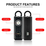 Porte-clés anti-loup rechargeable pour étudiante, blanc et noir, avec alarme anti-loup.