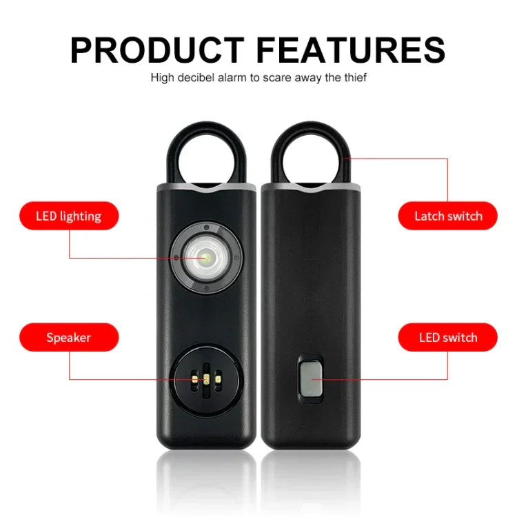 Porte-clés anti-loup rechargeable pour étudiante, blanc et noir, avec alarme anti-loup.