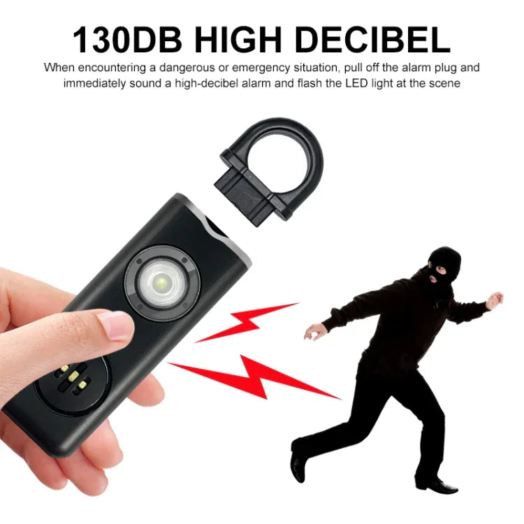 Porte-clés anti-loup rechargeable pour étudiante, blanc et noir, avec alarme anti-loup.
