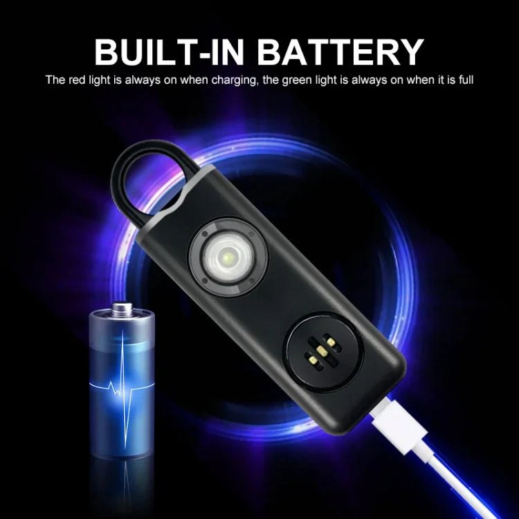 Porte-clés anti-loup rechargeable pour étudiante, blanc et noir, avec alarme anti-loup.