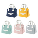 Sac Déjeuner Smile avec Poignées en Cuir, Taille : S (Vert), S (Vert), S (Rose), S (Gris), S (Bleu Marine), S (Jaune), L (Vert), L (Rose), L (Gris), L (Bleu Marine), L (Jaune)